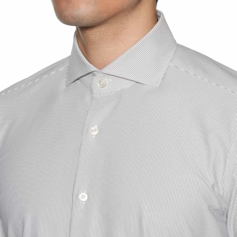 XACUS XACUS＜ザッカス＞ストライプ柄ストレッチ半袖シャツ LT GRAY