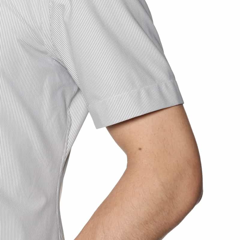 XACUS XACUS＜ザッカス＞ストライプ柄ストレッチ半袖シャツ LT GRAY