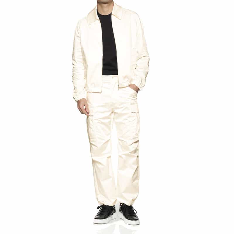 BARNEYS NEW YORK フェイクレザー ジップアップブルゾン WHITE