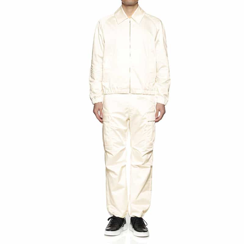 BARNEYS NEW YORK フェイクレザー ジップアップブルゾン WHITE