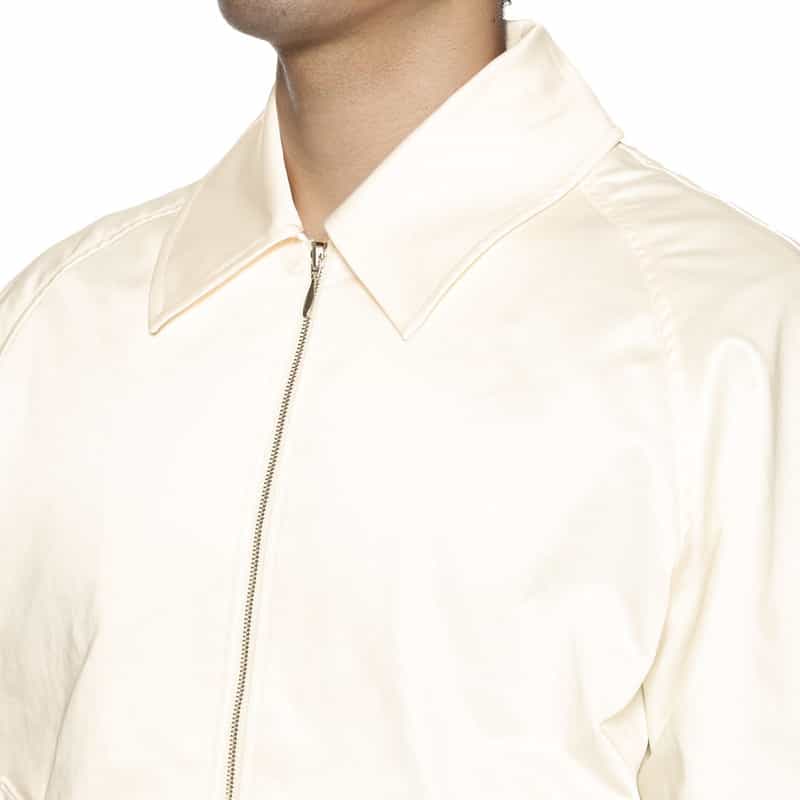 BARNEYS NEW YORK フェイクレザー ジップアップブルゾン WHITE