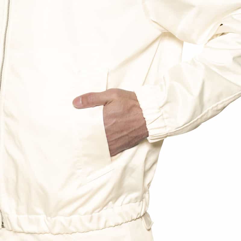 BARNEYS NEW YORK フェイクレザー ジップアップブルゾン WHITE