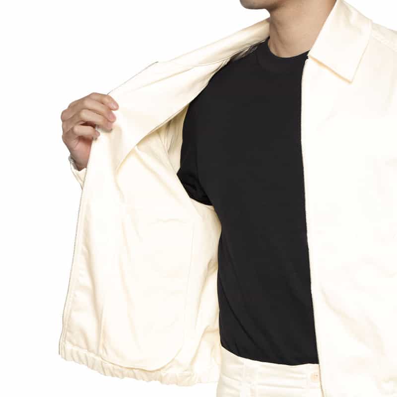 BARNEYS NEW YORK フェイクレザー ジップアップブルゾン WHITE