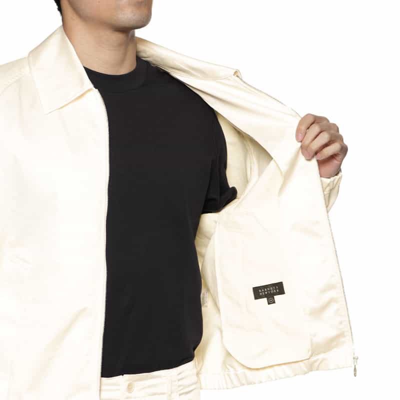 BARNEYS NEW YORK フェイクレザー ジップアップブルゾン WHITE