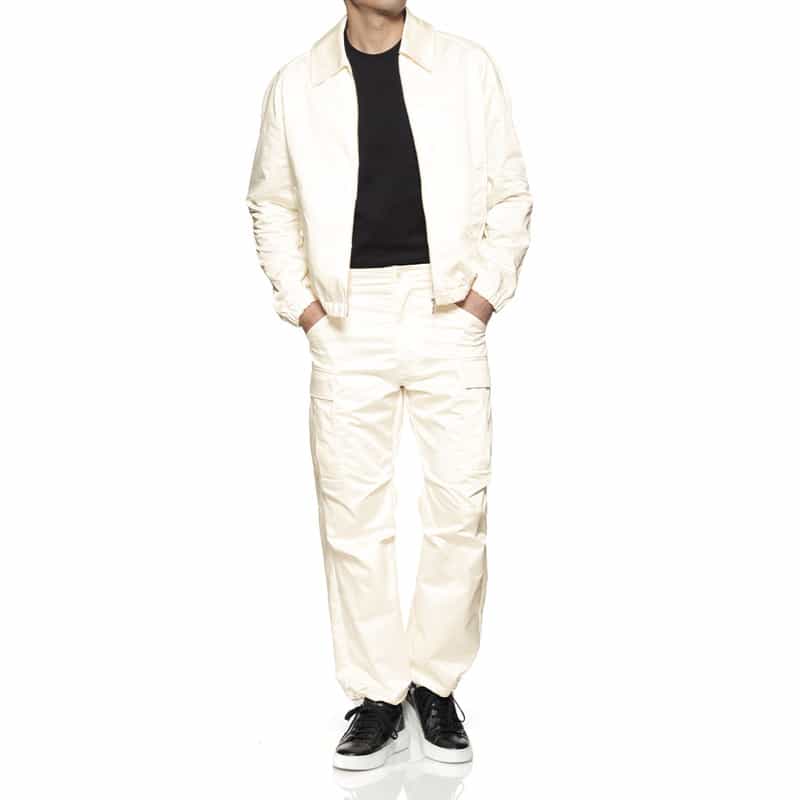BARNEYS NEW YORK フェイクレザー イージーカーゴパンツ WHITE