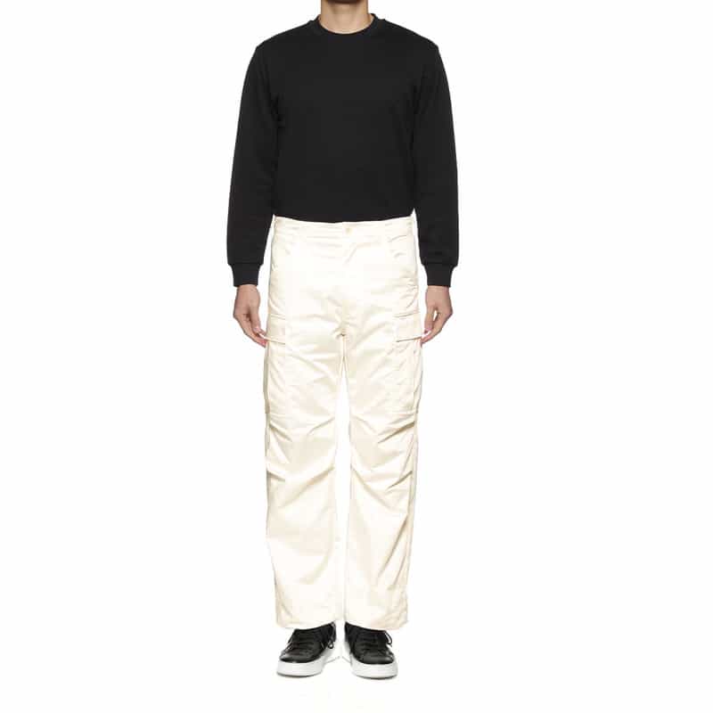 BARNEYS NEW YORK フェイクレザー イージーカーゴパンツ WHITE