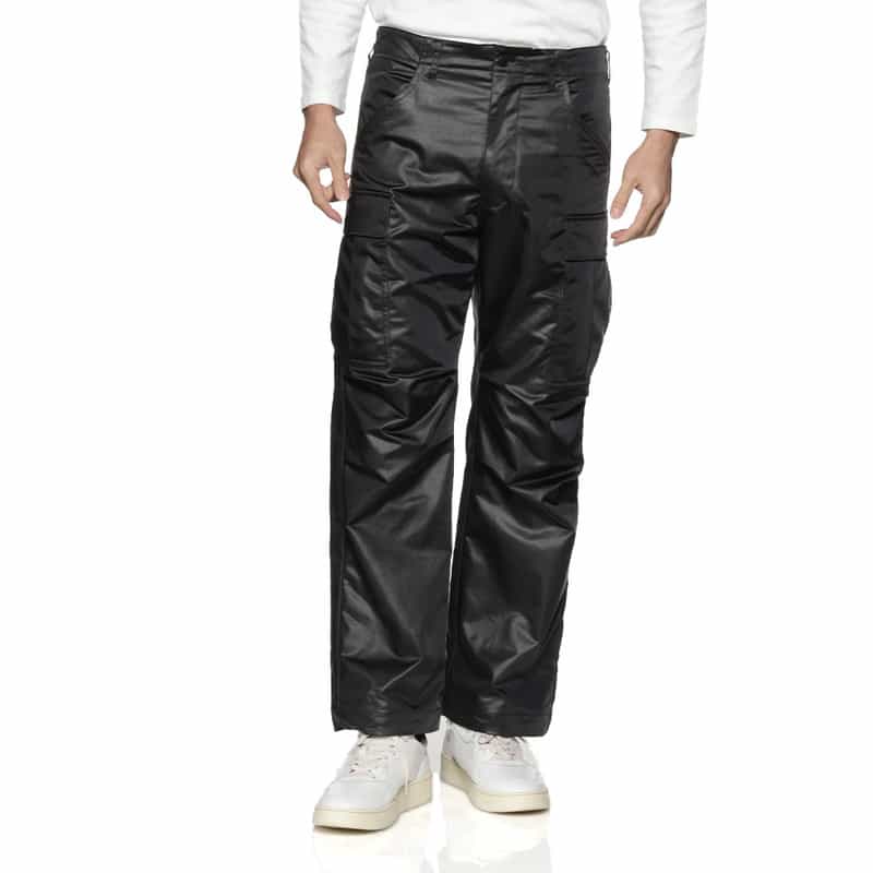 BARNEYS NEW YORK フェイクレザー イージーカーゴパンツ BLACK