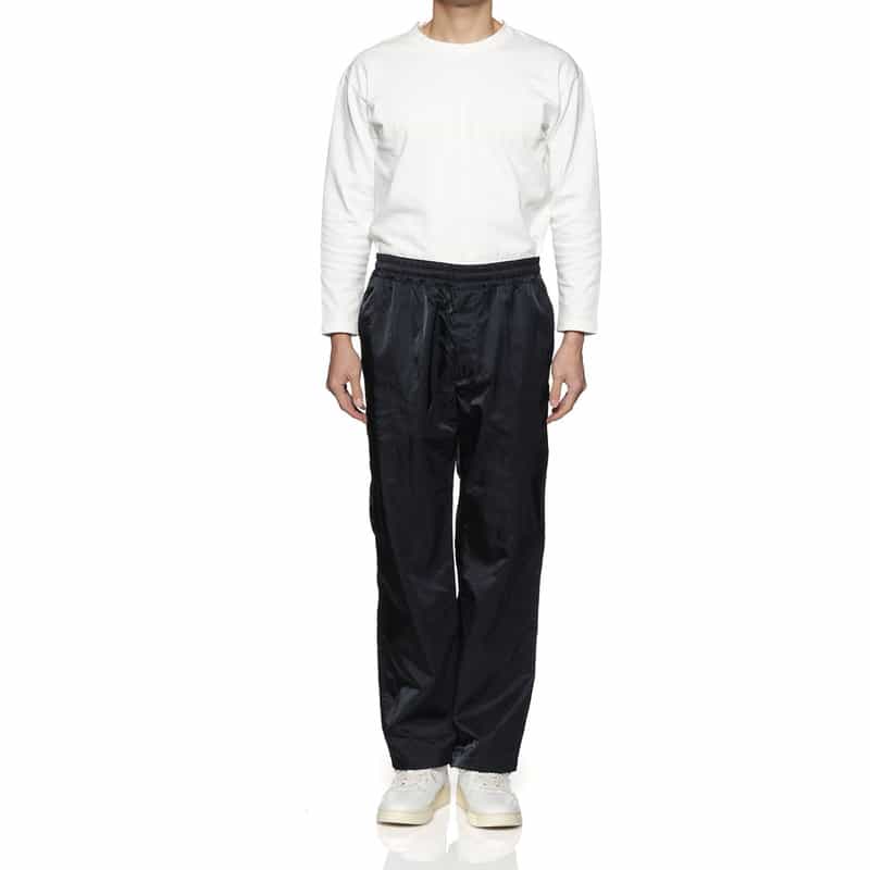 BARNEYS NEW YORK ナイロンサテン イージーパンツ NAVY