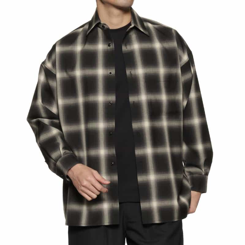 BARNEYS NEW YORK チェック柄シャツ BLACK