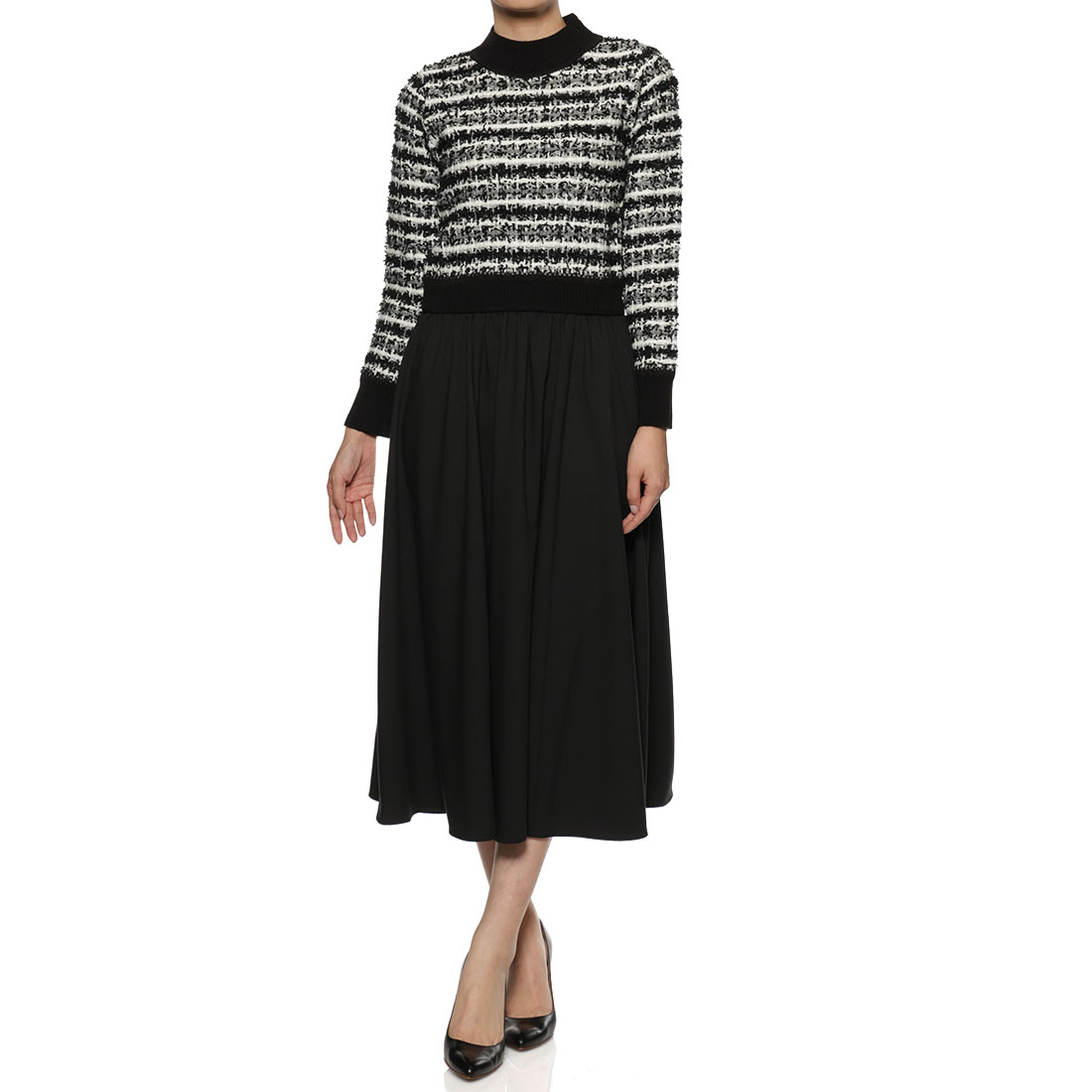 ツイード×ニットコンビネーションドドレス