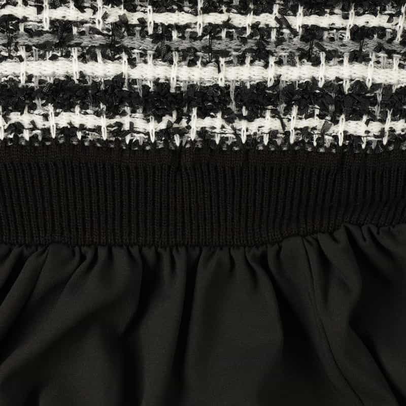 BARNEYS NEW YORK ツイード×ニットコンビネーションドドレス BLACK