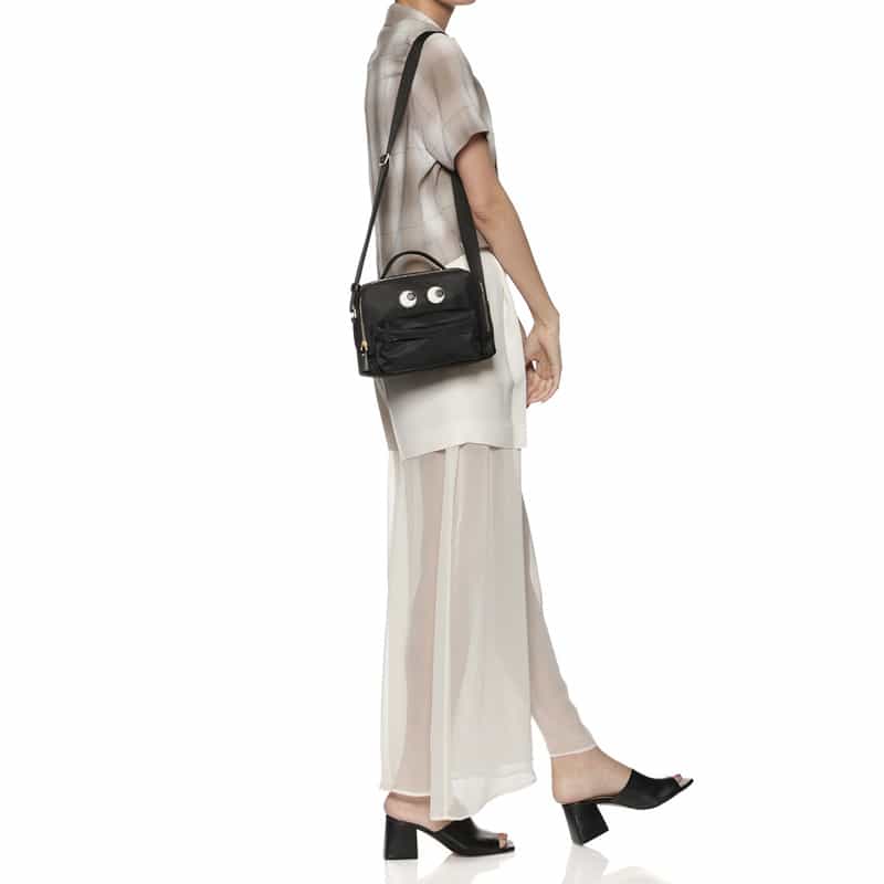 ANYA HINDMARCH ANYA HINDMARCH<アニヤ ハインドマーチ>リサイクルナイロン ミニボストンバッグ "EYES" BLACK