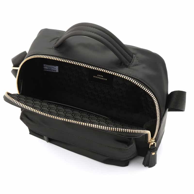 ANYA HINDMARCH ANYA HINDMARCH<アニヤ ハインドマーチ>リサイクルナイロン ミニボストンバッグ "EYES" BLACK