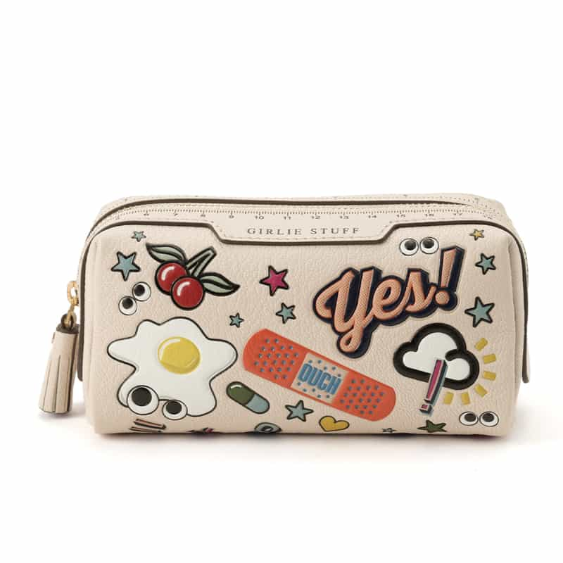 ANYA HINDMARCH "ALL OVER STICKERS" レザーポーチ MULTI COLOR