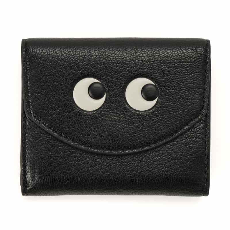 ANYA HINDMARCH "EYES" 3つ折りミニウォレット BLACK