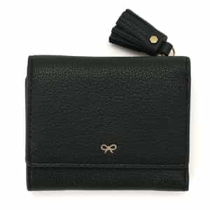 ☆美品☆BARNEYS NEWYORK 折り財布 編み込み レザー ブラック