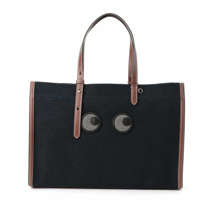 ANYA HINDMARCH "EYES" コットントートバッグ NAVY