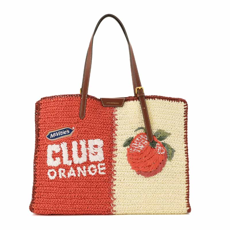 ANYA HINDMARCH ラフィア トートバッグ ORANGE