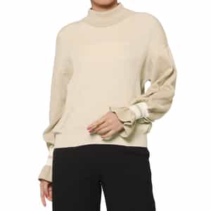 ウォッシャブル フリルスリーブ デザインニットプルオーバー