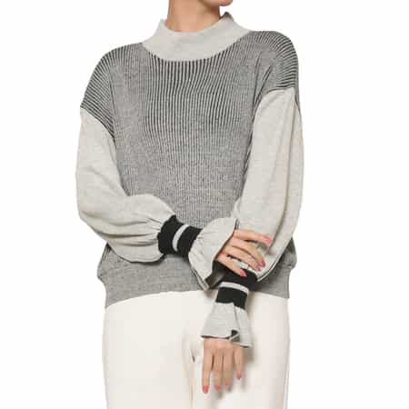 ウォッシャブル フリルスリーブ デザインニットプルオーバー