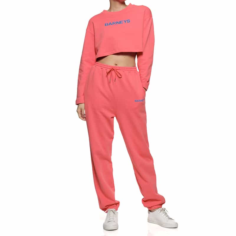 BARNEYS NEW YORK "BARNEYS" ロゴ入りショートスウェットプルオーバー PINK
