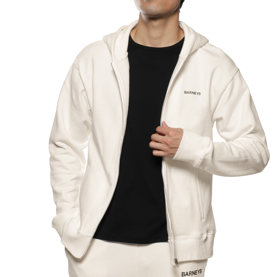 "BARNEYS" ロゴ入りスウェットジップパーカ