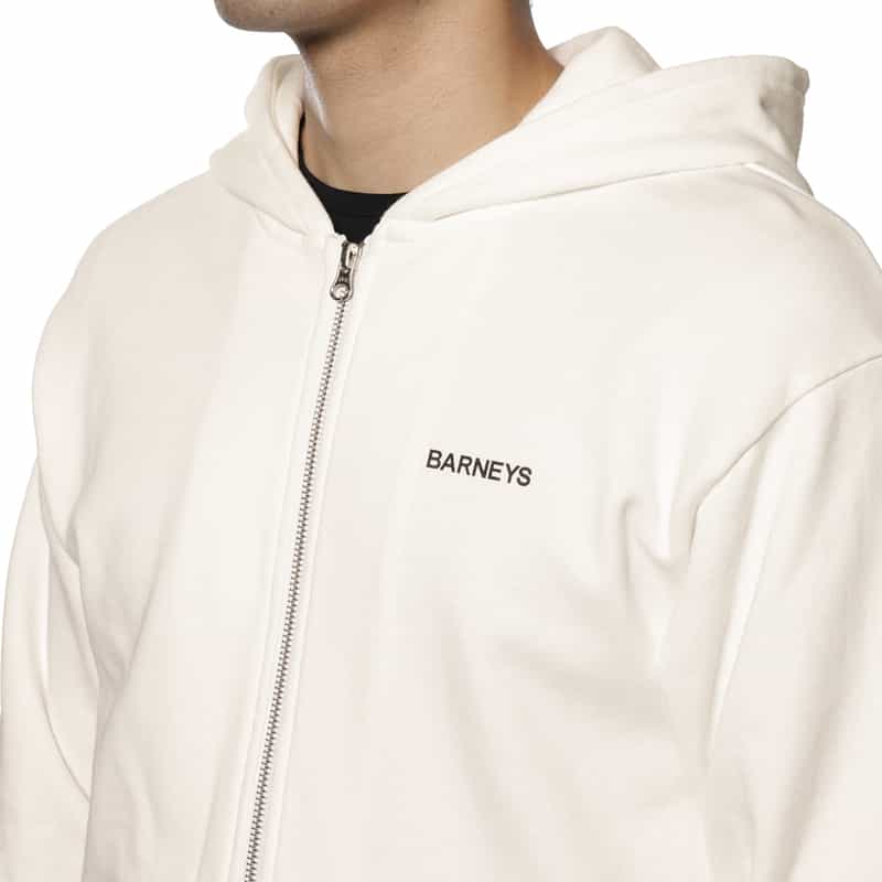BARNEYS NEW YORK "BARNEYS" ロゴ入りスウェットジップパーカ WHITE