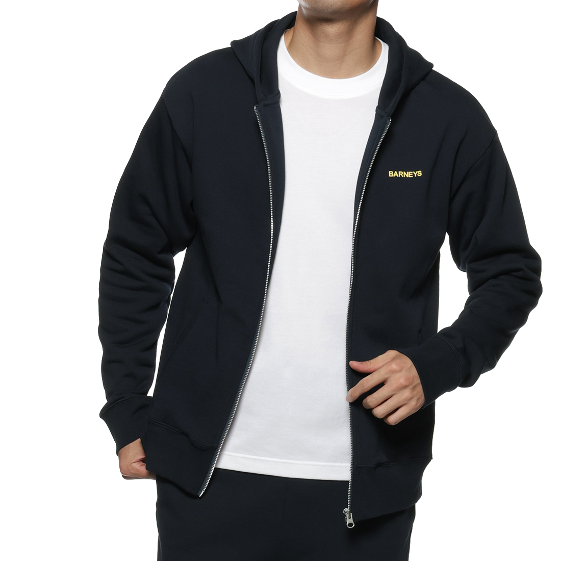 "BARNEYS" ロゴ入りスウェットジップパーカ