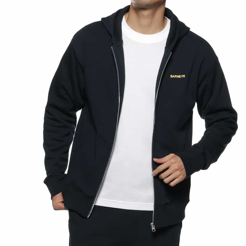 BARNEYS NEW YORK "BARNEYS" ロゴ入りスウェットジップパーカ NAVY
