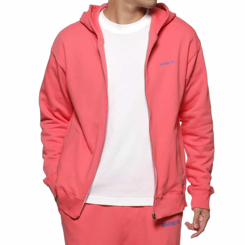 BARNEYS NEW YORK "BARNEYS" ロゴ入りスウェットジップパーカ PINK
