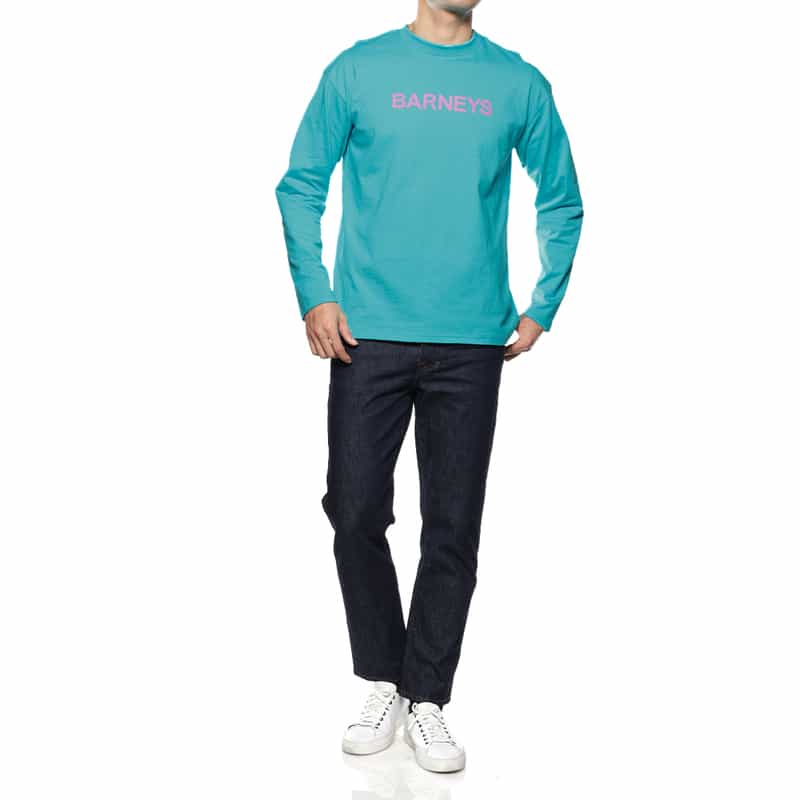 BARNEYS NEW YORK "BARNEYS" ロゴ入りロングスリーブカットソー BLUE