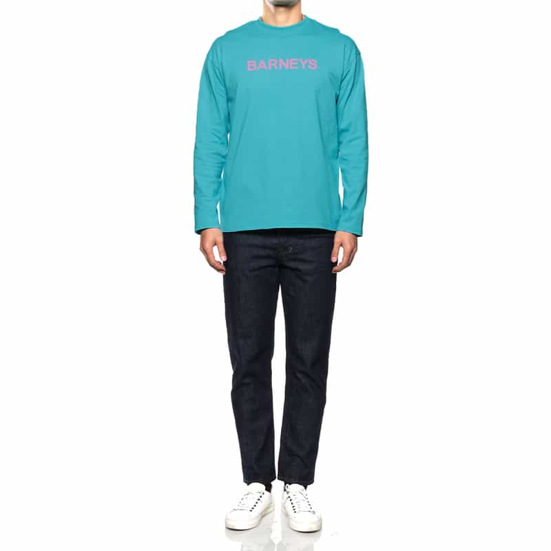 BARNEYS NEW YORK "BARNEYS" ロゴ入りロングスリーブカットソー BLUE