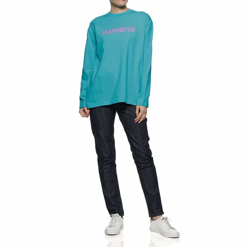 BARNEYS NEW YORK "BARNEYS" ロゴ入りロングスリーブカットソー BLUE