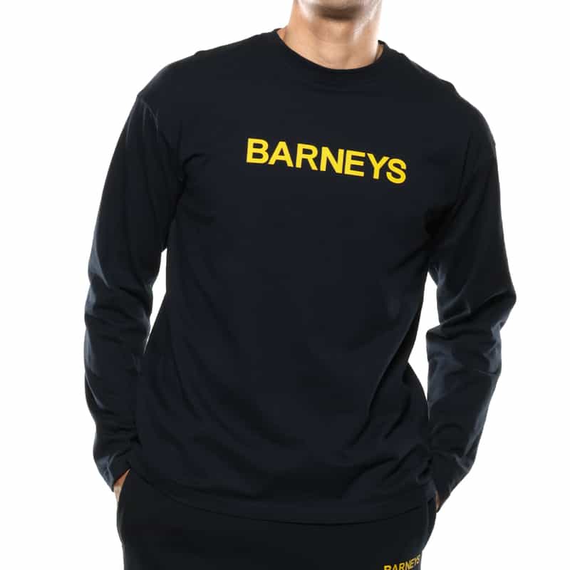 BARNEYS NEW YORK "BARNEYS" ロゴ入りロングスリーブカットソー NAVY