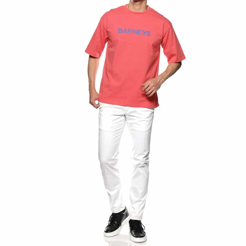 BARNEYS NEW YORK "BARNEYS" ロゴ入りハーフスリーブＴシャツ PINK