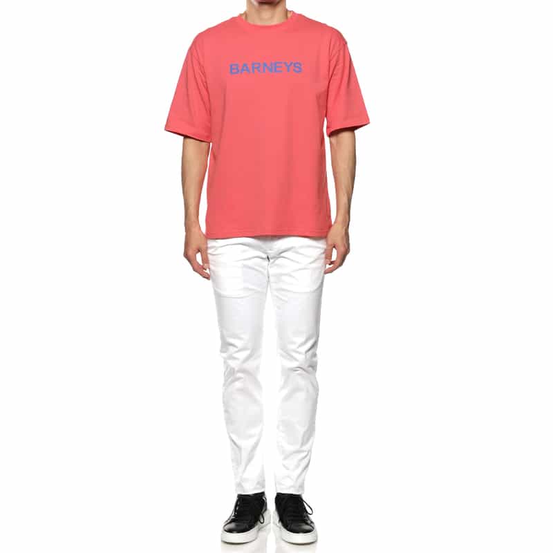 BARNEYS NEW YORK "BARNEYS" ロゴ入りハーフスリーブＴシャツ PINK