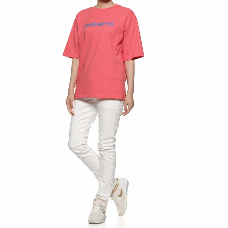 BARNEYS NEW YORK "BARNEYS" ロゴ入りハーフスリーブＴシャツ PINK