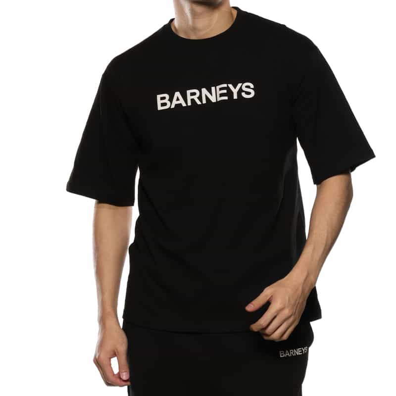 BARNEYS NEW YORK "BARNEYS" ロゴ入りハーフスリーブＴシャツ BLACK