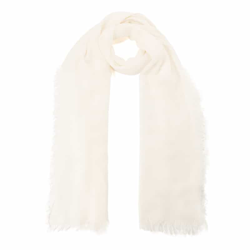 BARNEYS NEW YORK ソフトフリンジスカーフ WHITE