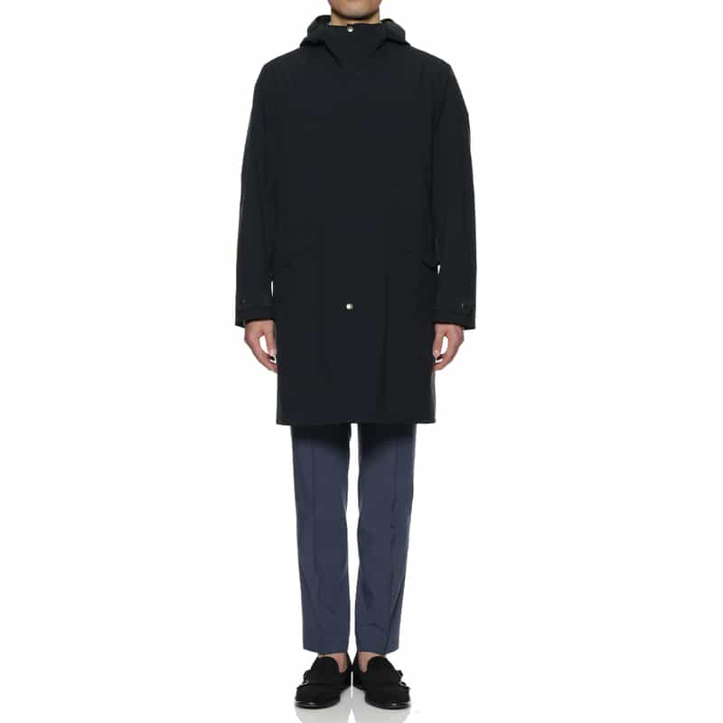 BARNEYS NEW YORK 撥水フーデッドジップアップコート NAVY