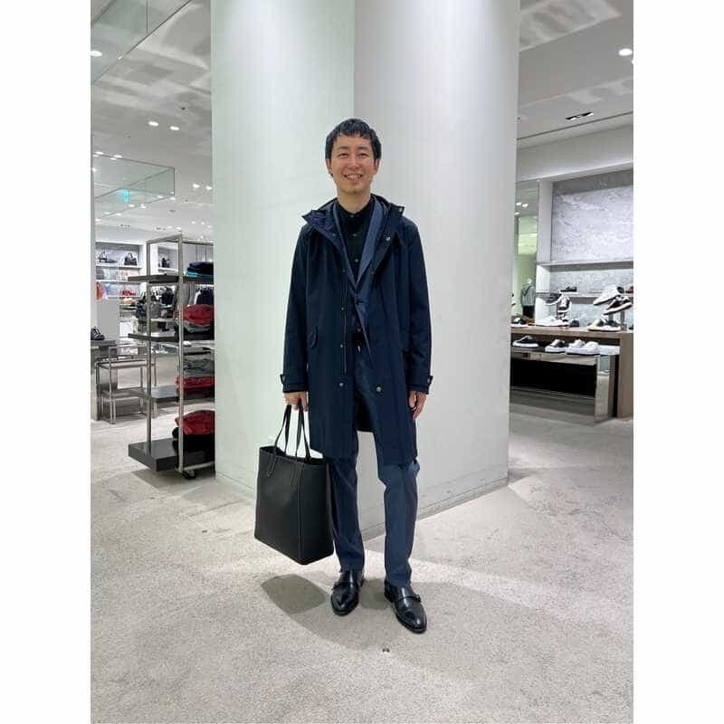 BARNEYS NEW YORK 撥水フーデッドジップアップコート NAVY