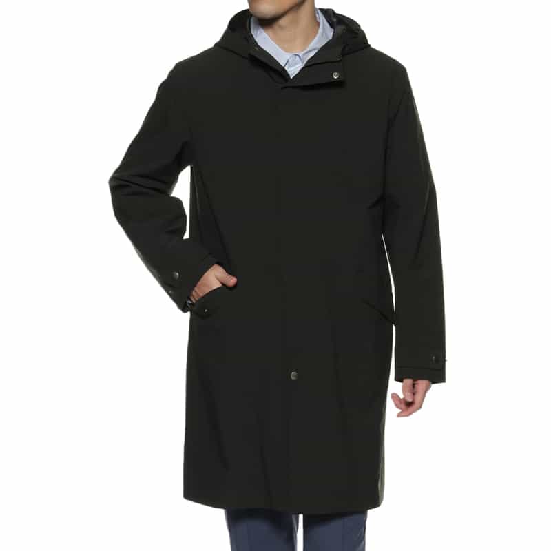 BARNEYS NEW YORK 撥水フーデッドジップアップコート BLACK