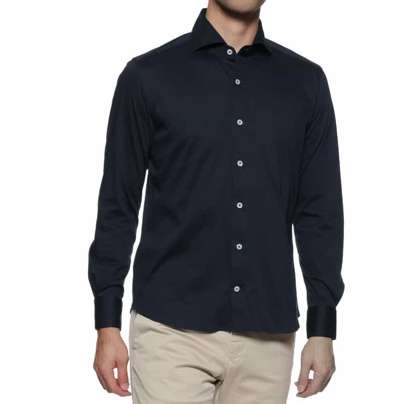 BARNEYS NEW YORK カッタウェイカラーシャツ NAVY