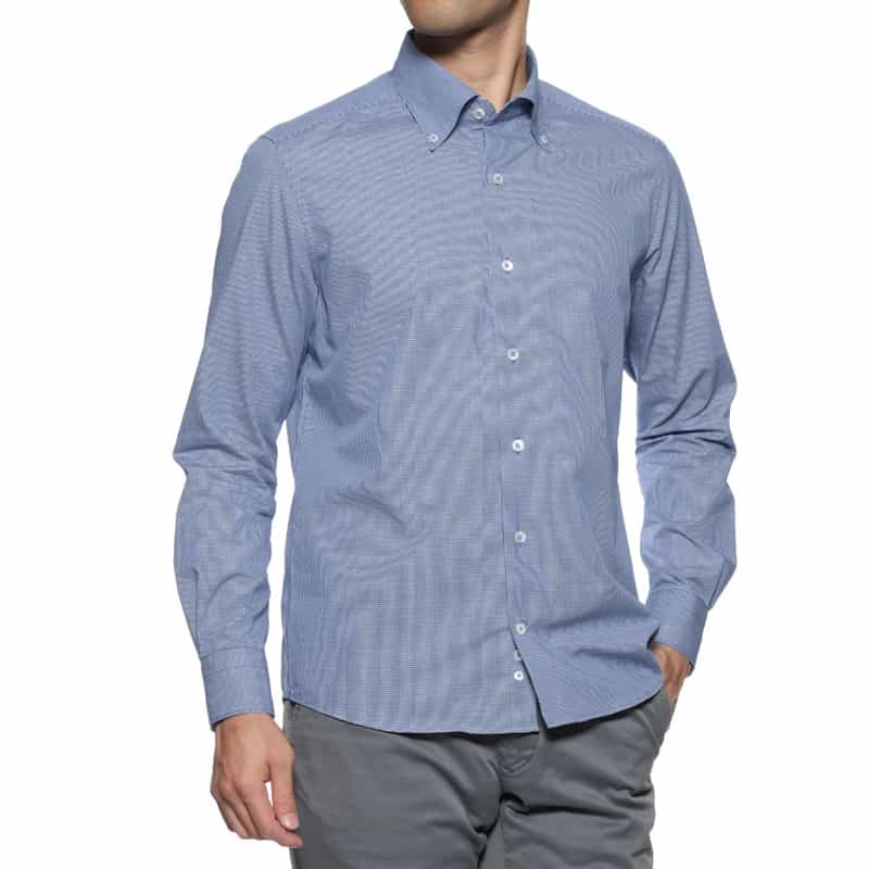 BARNEYS NEW YORK ギンガムチェック柄ボタンダウンシャツ BLUE