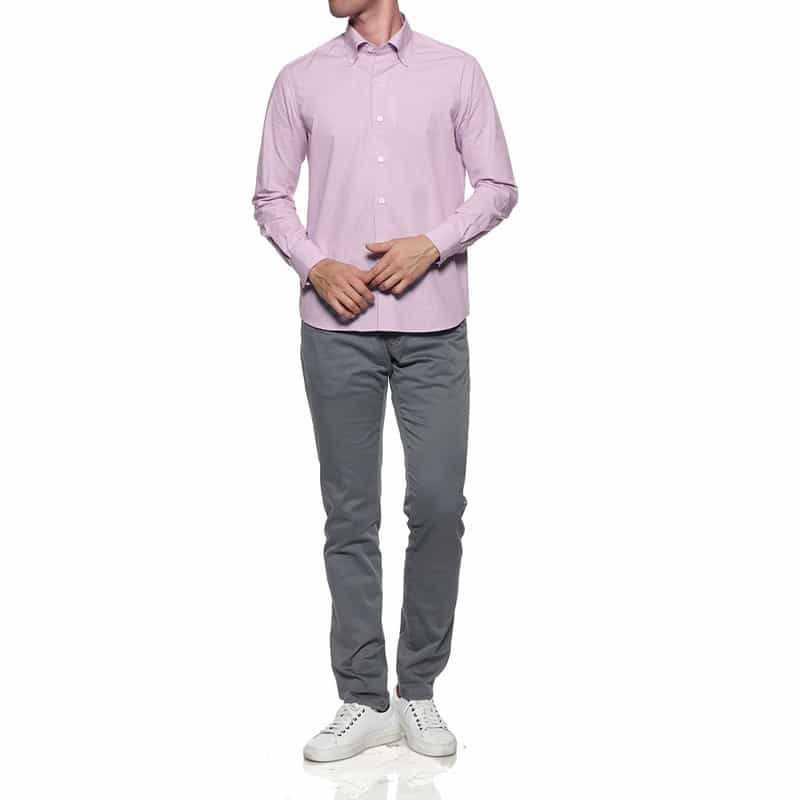 BARNEYS NEW YORK ギンガムチェック柄ボタンダウンシャツ PURPLE