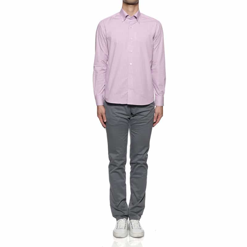 BARNEYS NEW YORK ギンガムチェック柄ボタンダウンシャツ PURPLE