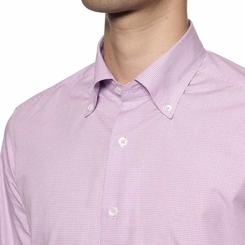 BARNEYS NEW YORK ギンガムチェック柄ボタンダウンシャツ PURPLE
