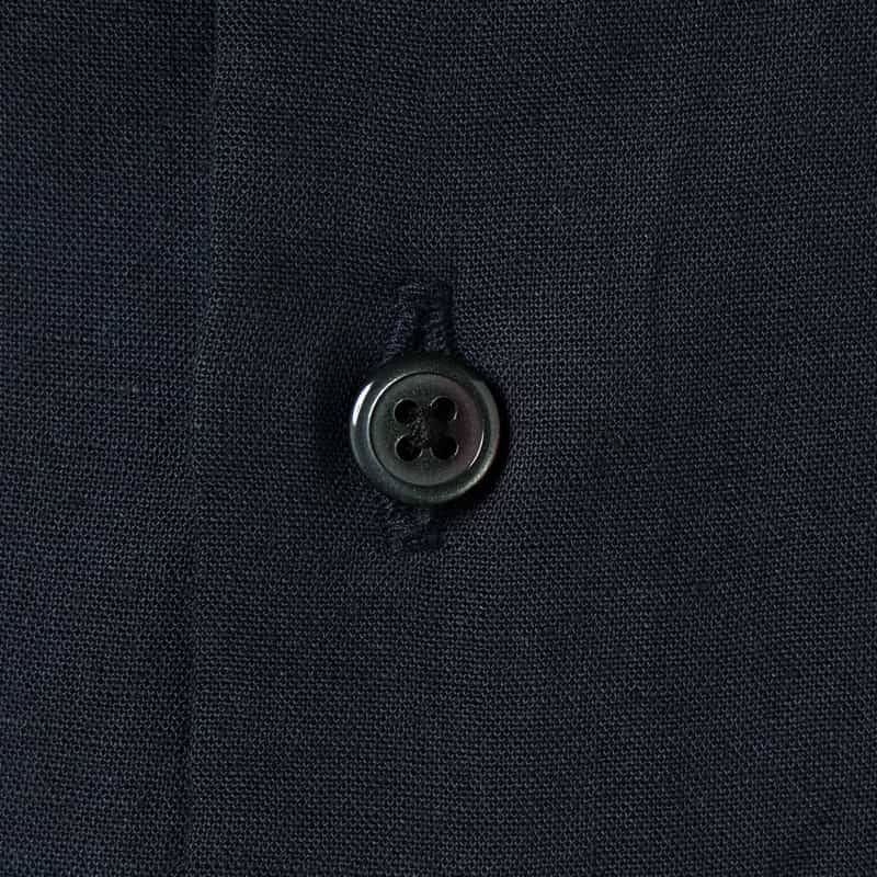 BARNEYS NEW YORK レーヨンリネン バンドカラーシャツ NAVY