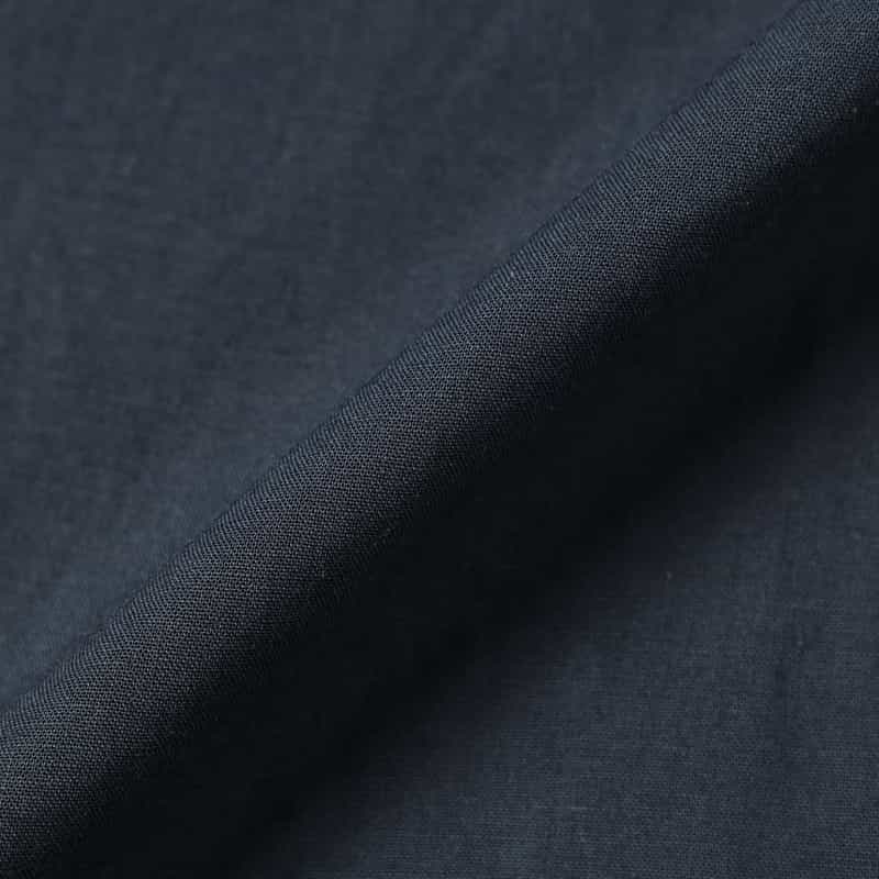 BARNEYS NEW YORK レーヨンリネン バンドカラーシャツ NAVY