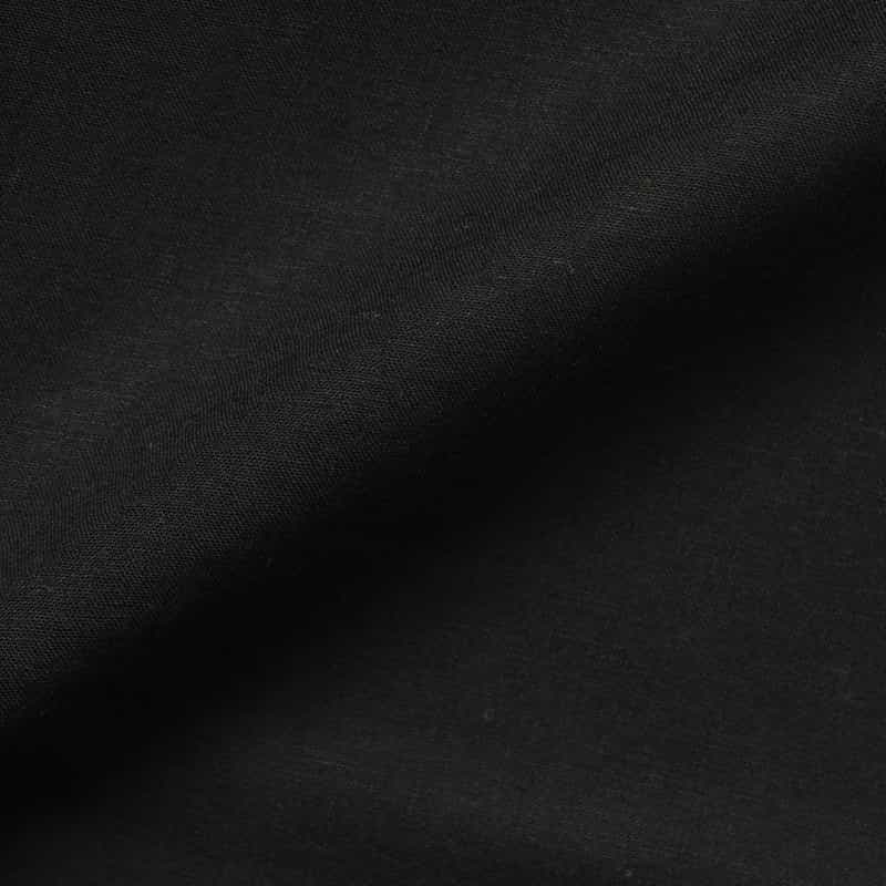 BARNEYS NEW YORK レーヨンリネン バンドカラーシャツ BLACK